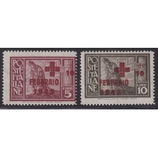 COLONIAS ITALIANAS RODI OCUPACION ALEMANA 1945 SERIE COMPLETA DE ESTAMPILLAS NUEVAS MINT SEGUNDA GUERRA MUNDIAL CRUZ ROJA CON GARANTIA AL DORSO, EN SASSONE 300 EUROS